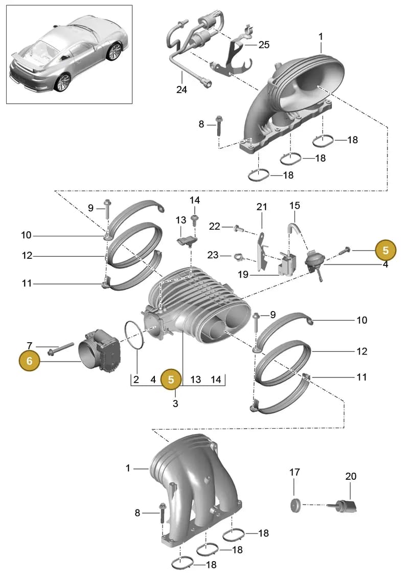 99991926501 — Porsche 911 (2013-2020) diagram p41107010, position 5+6