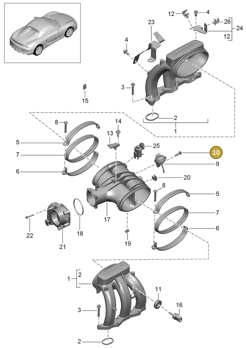 99991926501 — Porsche Boxster Spyder (2015-2016) diagram p46107010, position 10