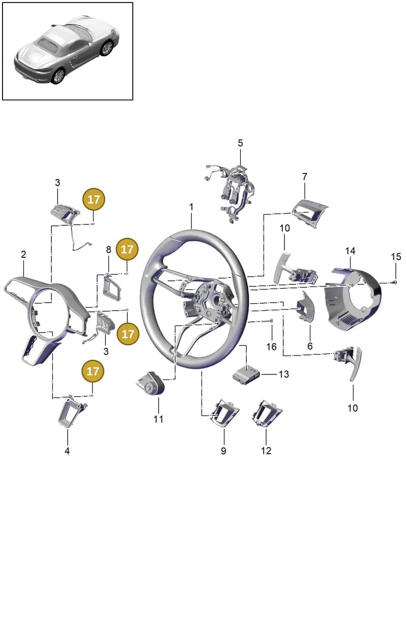 99991930401 — Porsche Boxster (2016-2019) diagram p48403010, position 17