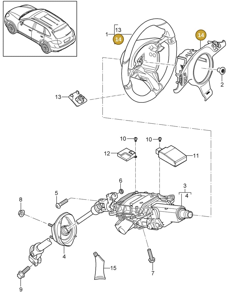 99991930501 — Porsche Cayenne (2010-2018) diagram p37403030, position 14