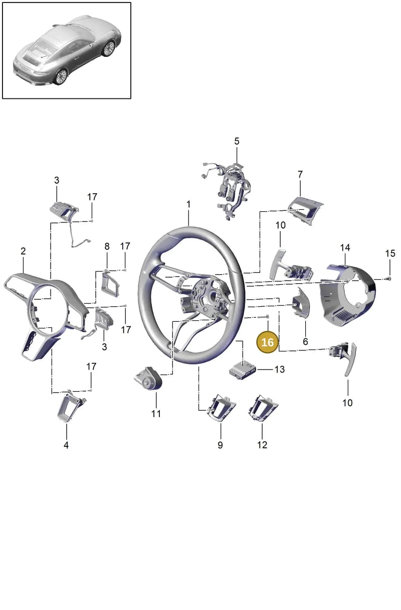 99991930501 — Porsche 911 (2016-2019) diagram p47403010, position 16