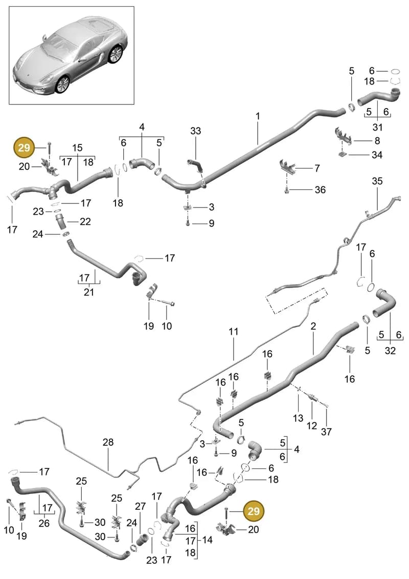 99991930601 — Porsche Cayman (2013-2016) diagram p40105010, position 29