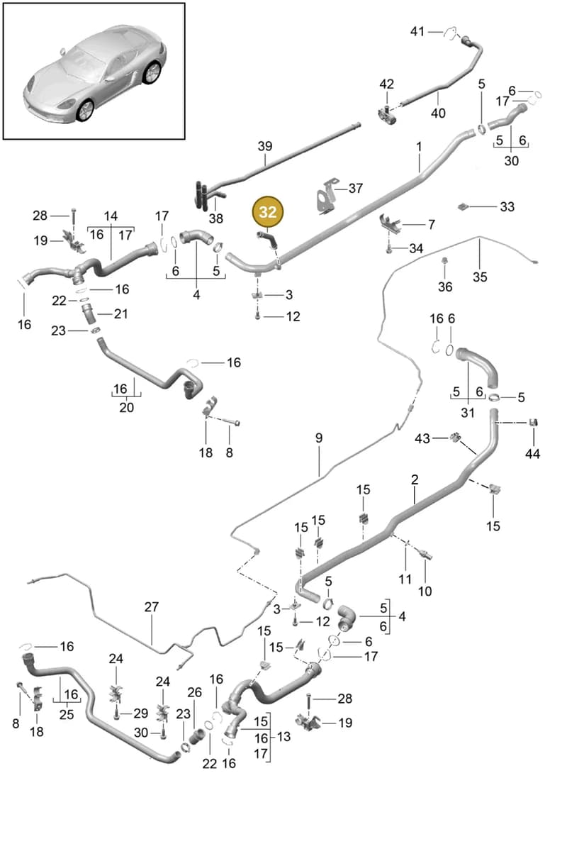 99991930601 — Porsche Cayman (2016-2019) diagram p50105010, position 32