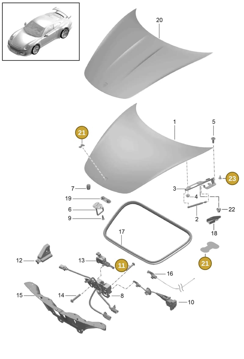 99991971701 — Porsche 911 (2013-2020) diagram p41803000, position 11+21+23