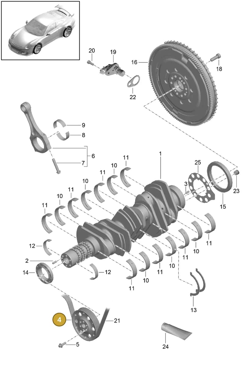 9A110222490 — Porsche 911 (2013-2020) diagram p41102000, position 4