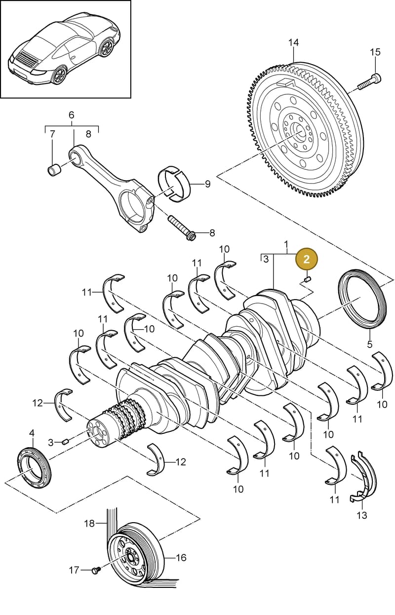 9A110307502 — Porsche 911 Carrera (2008-2012) diagram p32102000, position 2