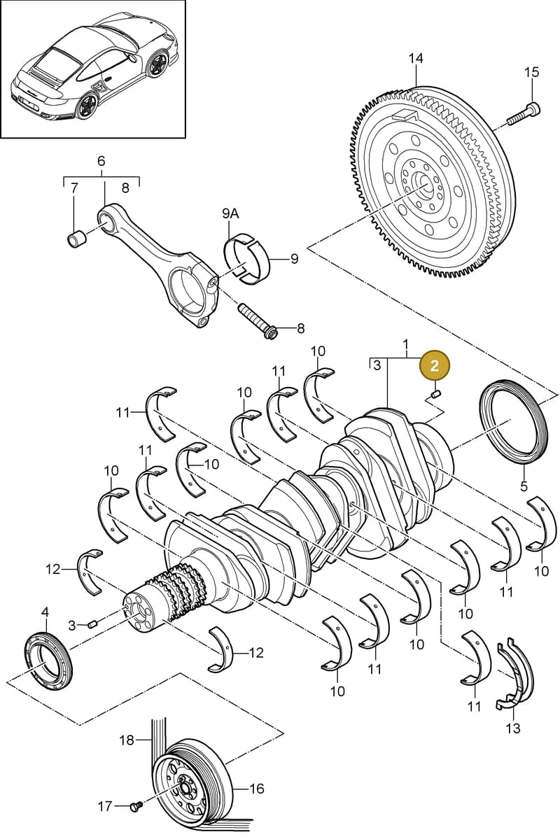 9A110307502 — Porsche GT2 RS (2009-2012) diagram p36102000, position 2