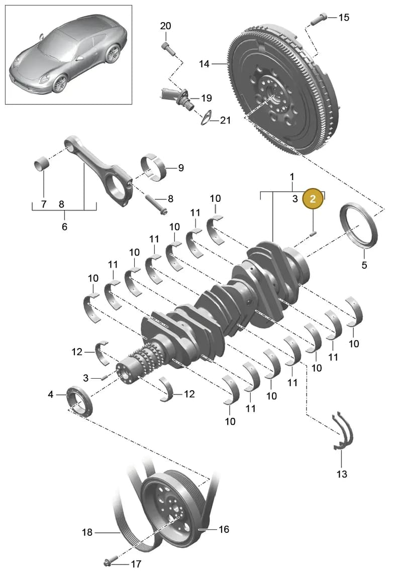 9A110307502 — Porsche 991 Carrera 4 (2011-2016) diagram p38102000, position 2