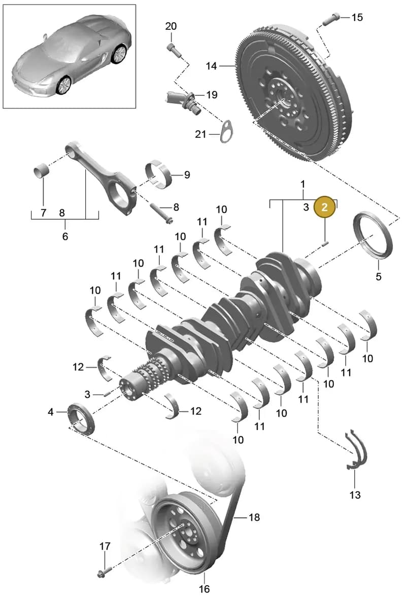 9A110307502 — Porsche Boxster Spyder (2015-2016) diagram p46102000, position 2