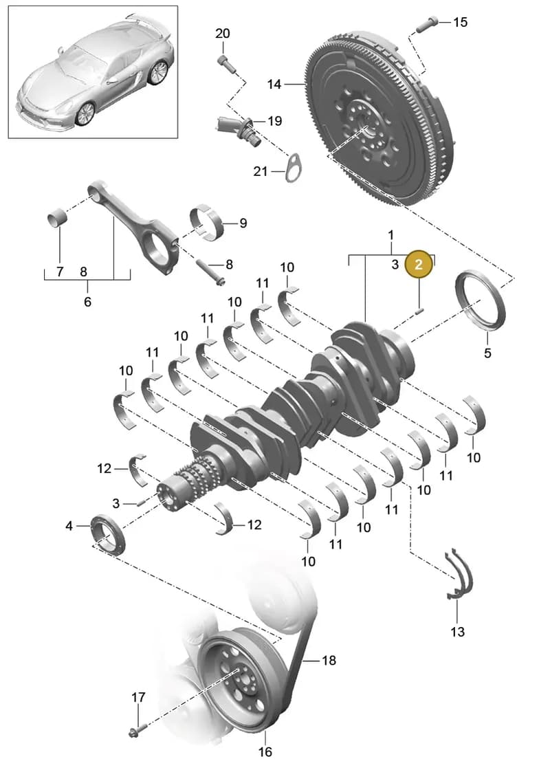 9A110307502 — Porsche Cayman GT4 (2015-2016) diagram p45102000, position 2