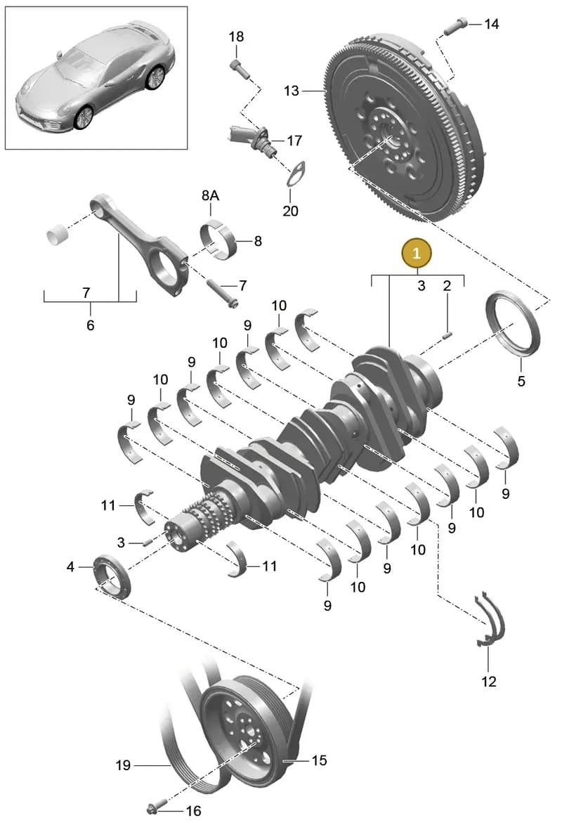 9A110394980 — Porsche 911 (2013-2020) diagram p42102000, position 1