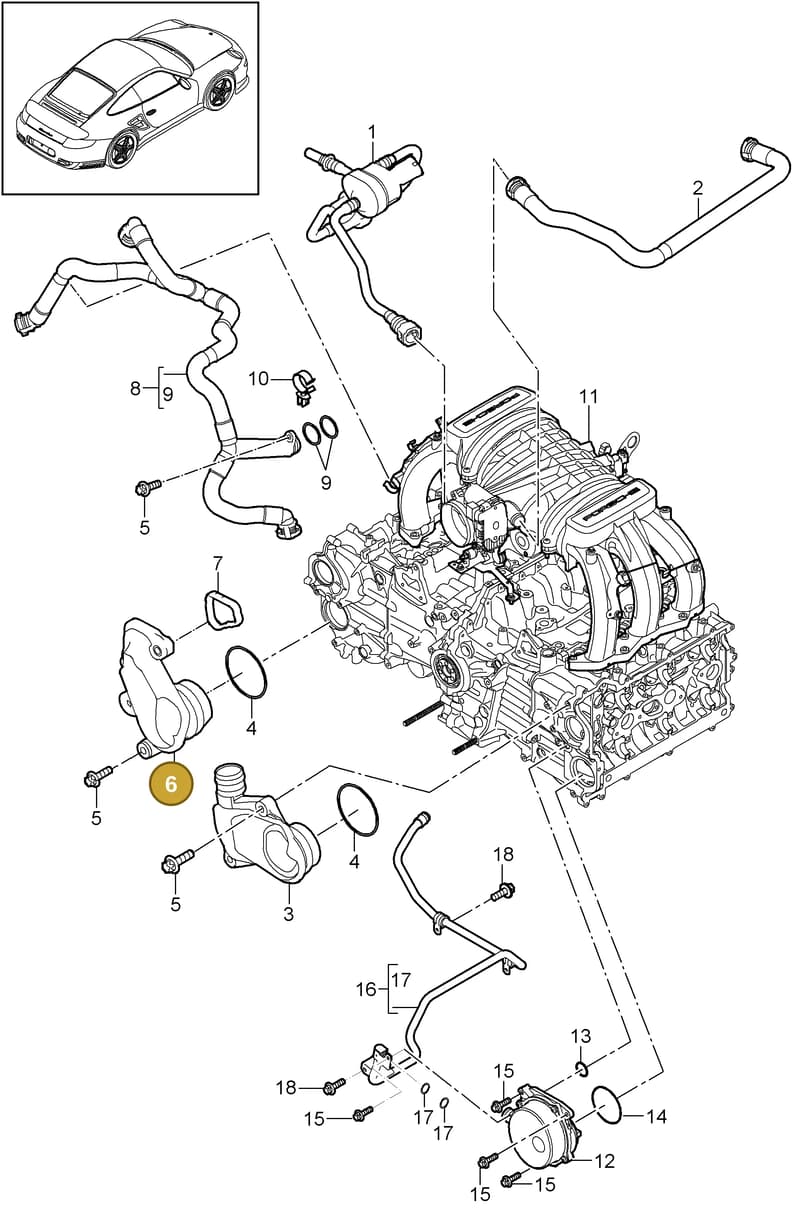 9A110503900 — Porsche GT2 RS (2009-2012) diagram p36104010, position 6