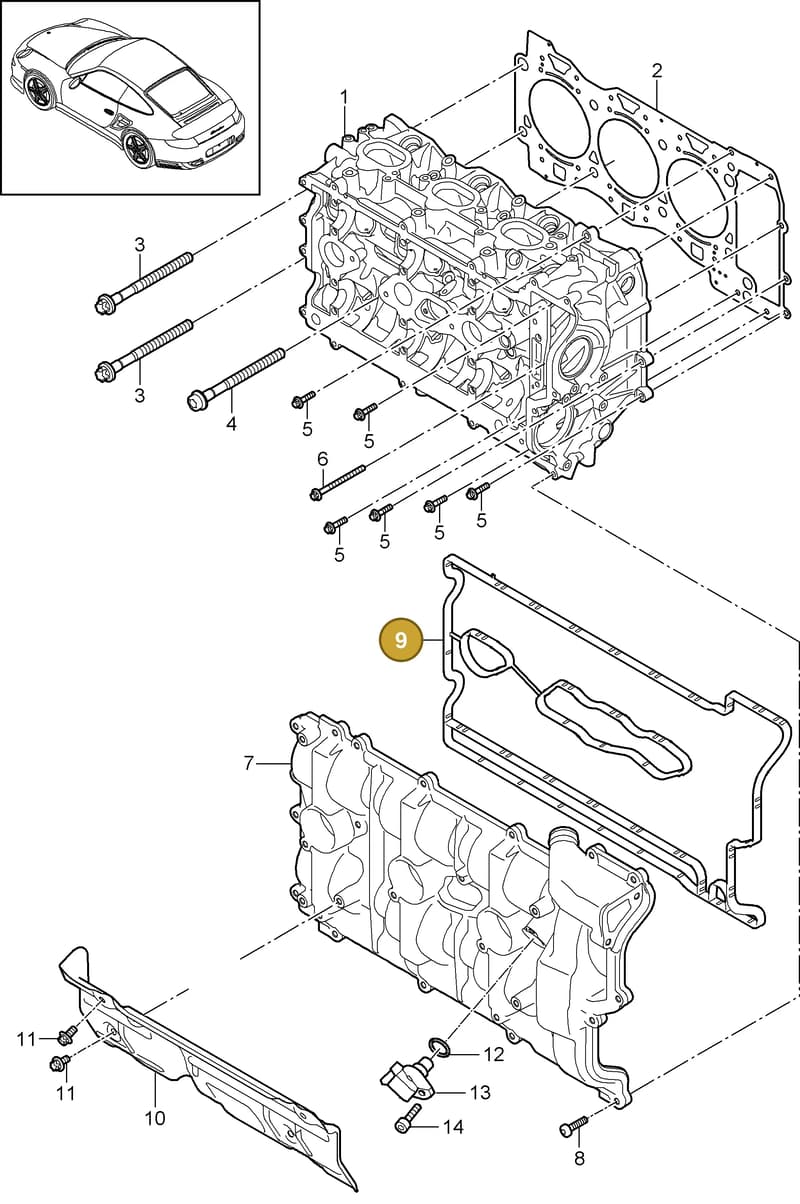 9A110511570 — Porsche GT2 RS (2009-2012) diagram p36103000, position 9