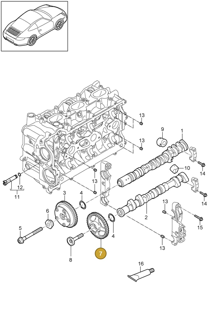 9A110514802 — Porsche 911 Carrera (2008-2012) diagram p32103010, position 7