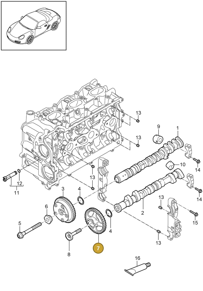 9A110514802 — Porsche Boxster S (2008-2012) diagram p33103010, position 7