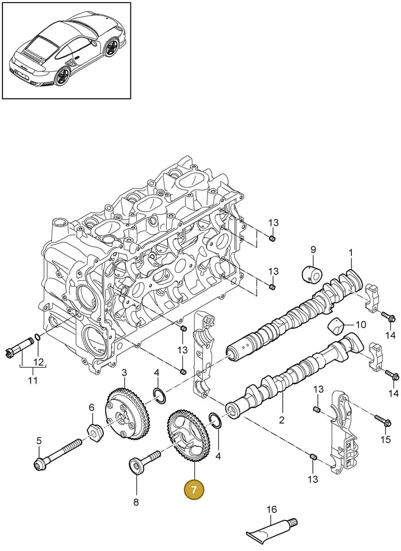 9A110514802 — Porsche GT2 RS (2009-2012) diagram p36103010, position 7