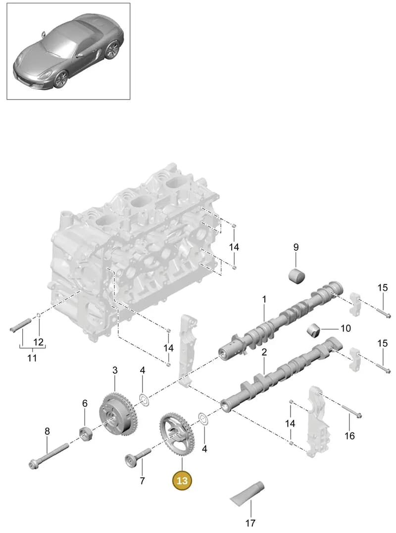 9A110514802 — Porsche Boxster (2012-2016) diagram p39103010, position 13