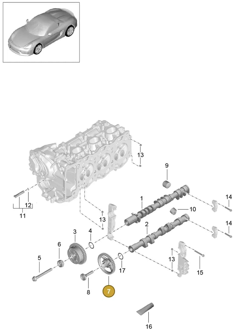 9A110514802 — Porsche Boxster Spyder (2015-2016) diagram p46103010, position 7