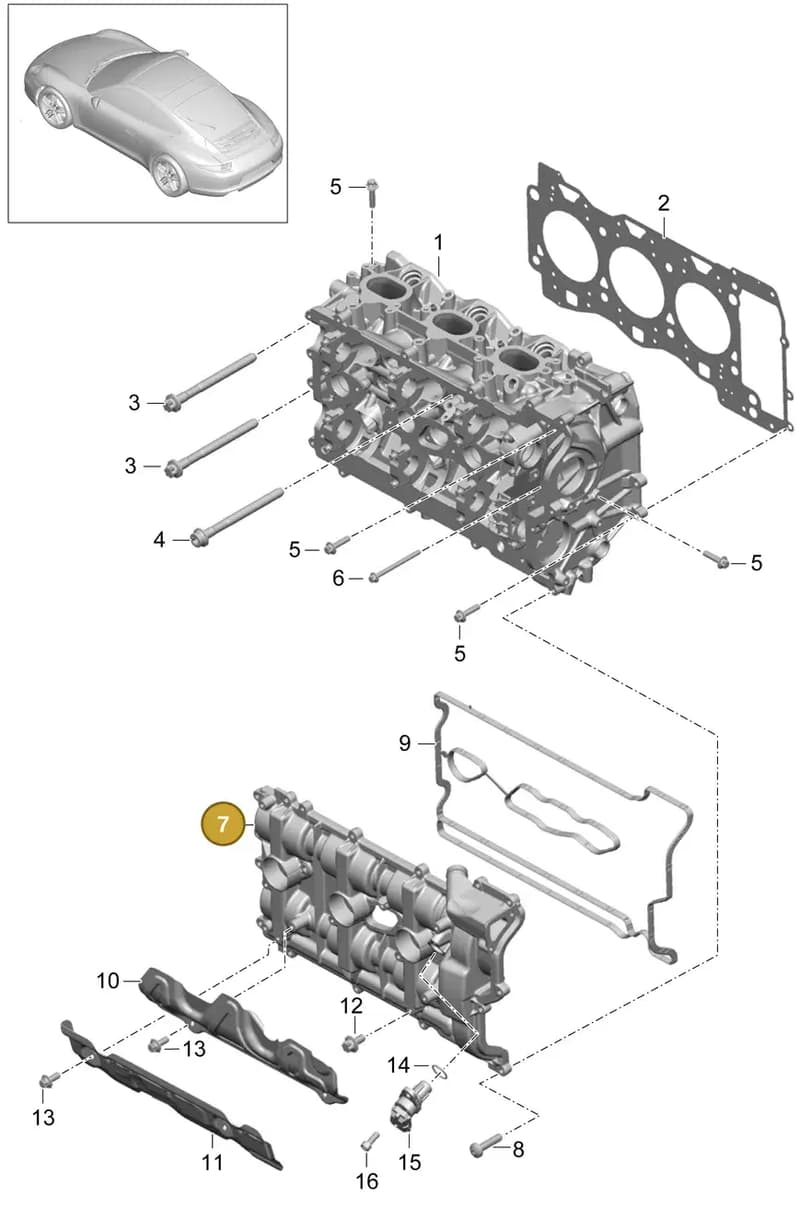 9A110523104 — Porsche 991 Carrera 4 (2011-2016) diagram p38103000, position 7