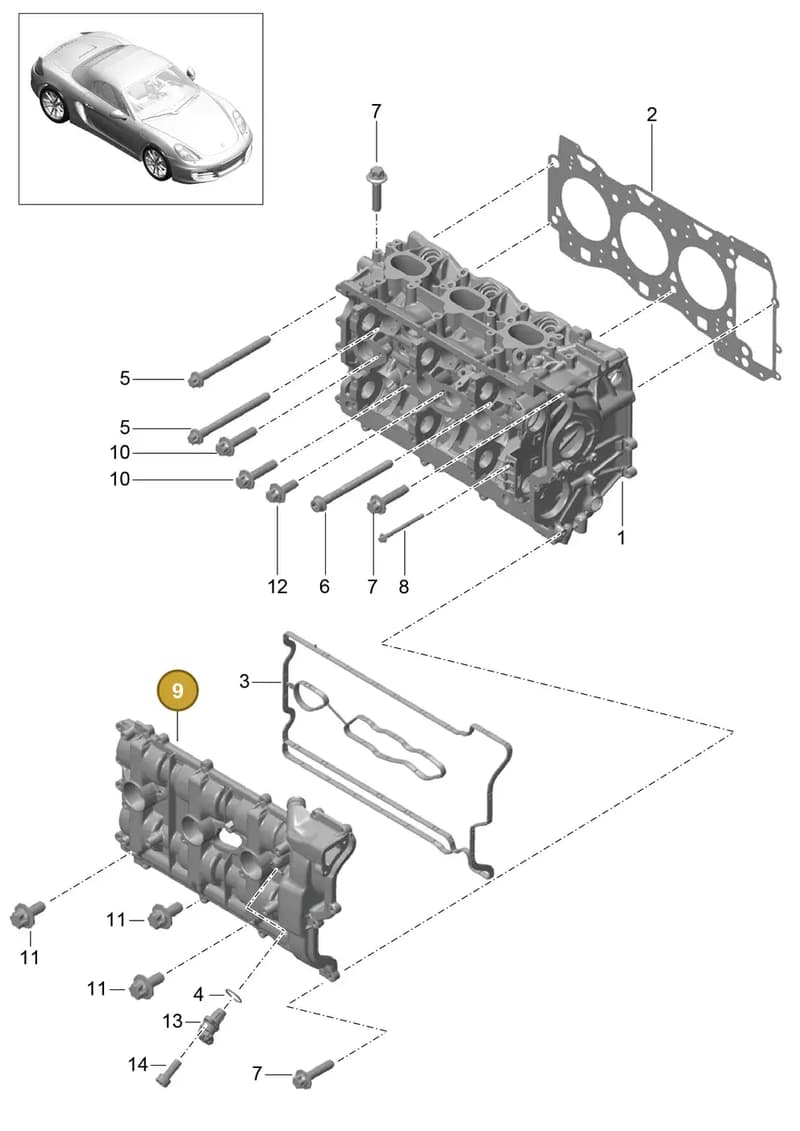 9A110523104 — Porsche Boxster (2012-2016) diagram p39103000, position 9