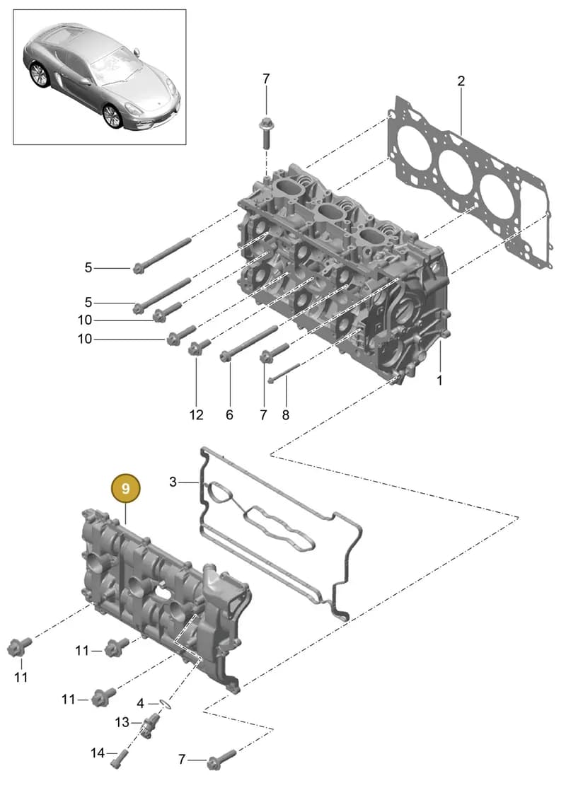 9A110523104 — Porsche Cayman (2013-2016) diagram p40103000, position 9