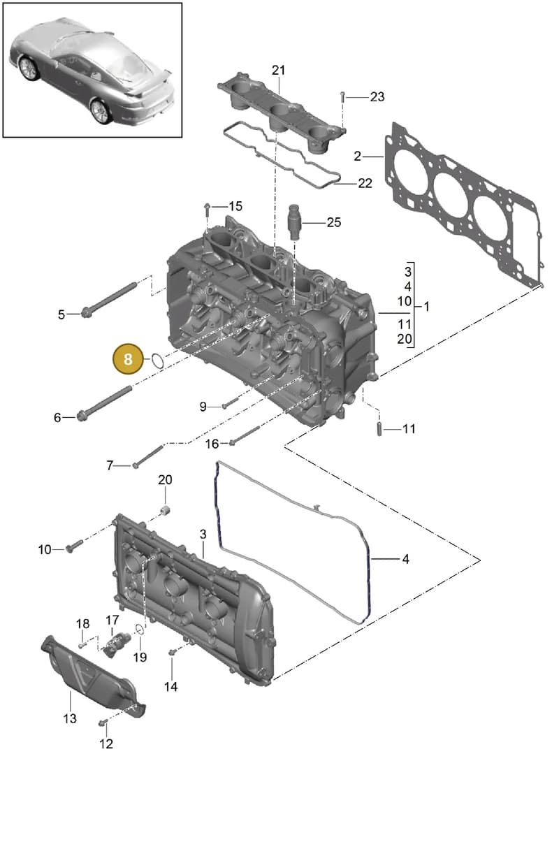 9A110542593 — Porsche 911 (2013-2020) diagram p41103000, position 8