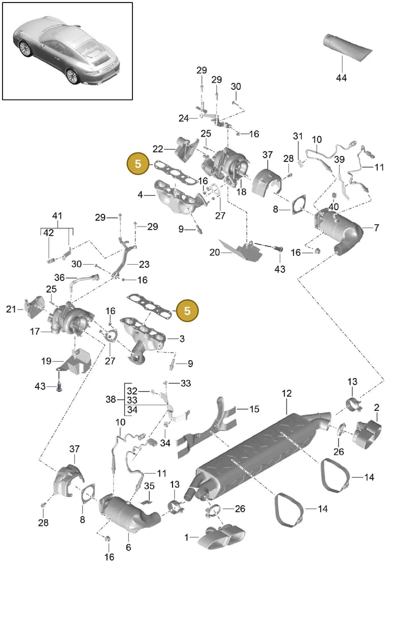 9A110607873 — Porsche 911 (2013-2020) diagram p42202000, position 5