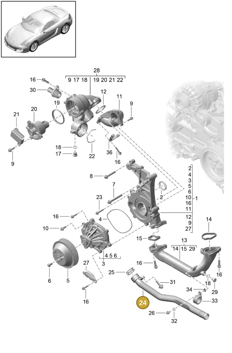 9A110662733 — Porsche Boxster (2012-2016) diagram p39105000, position 24