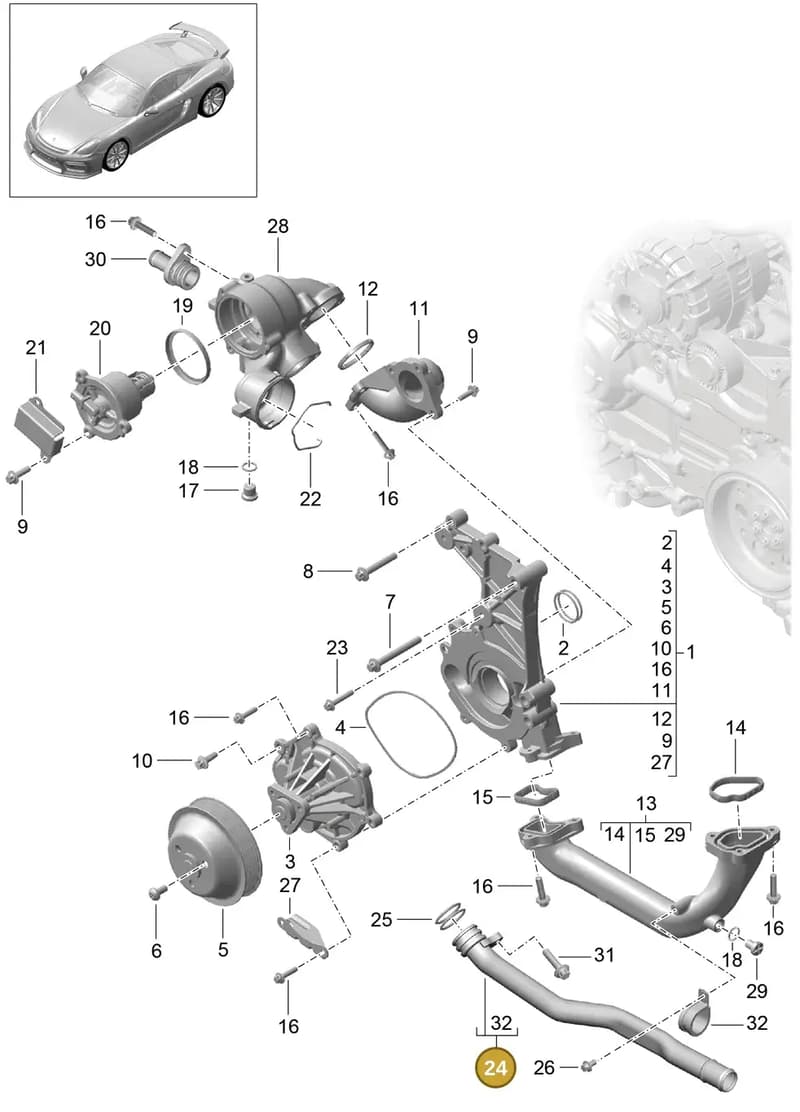 9A110662733 — Porsche Cayman GT4 (2015-2016) diagram p45105000, position 24