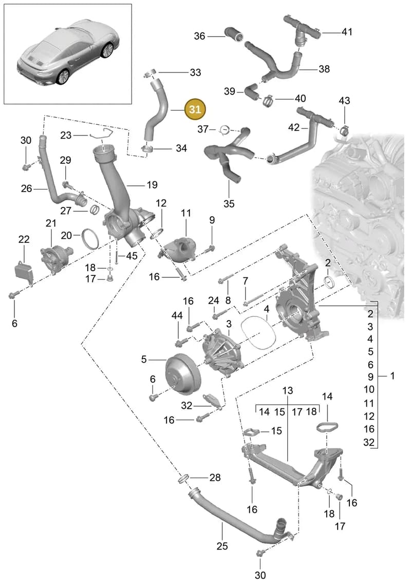 9A110685200 — Porsche 911 (2013-2020) diagram p42105000, position 31