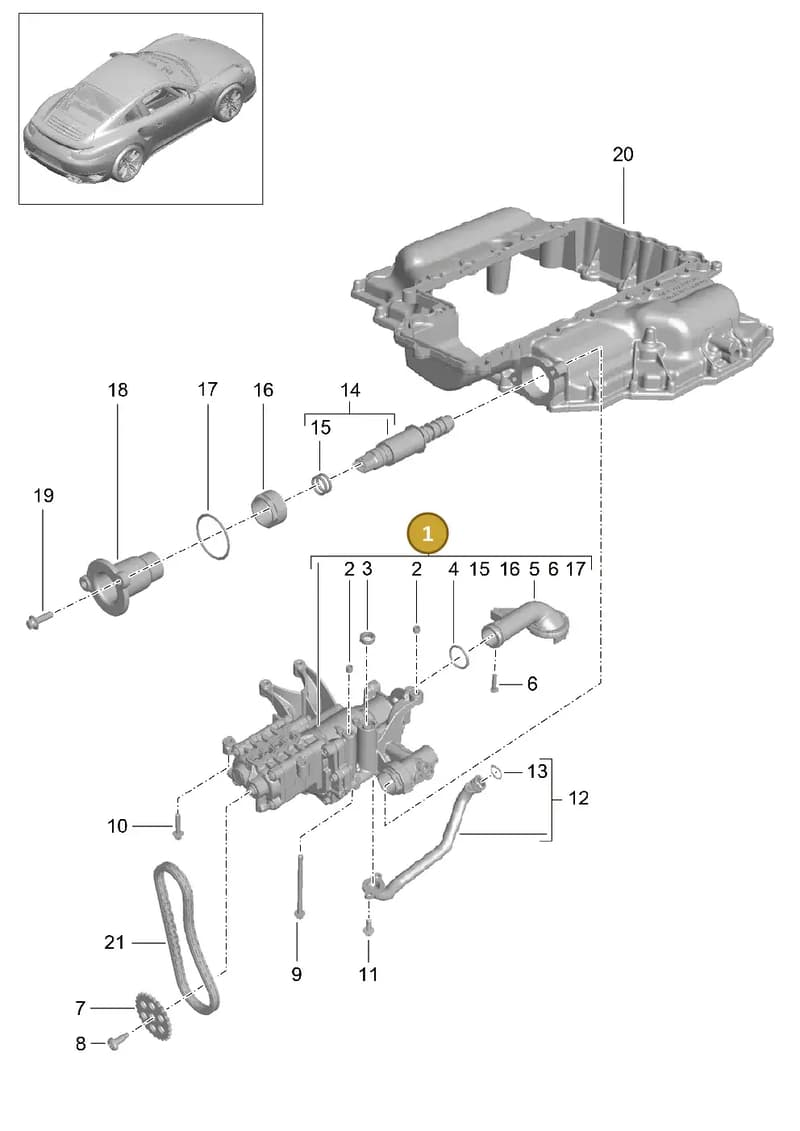 9A110700375 — Porsche 911 (2013-2020) diagram p42104000, position 1