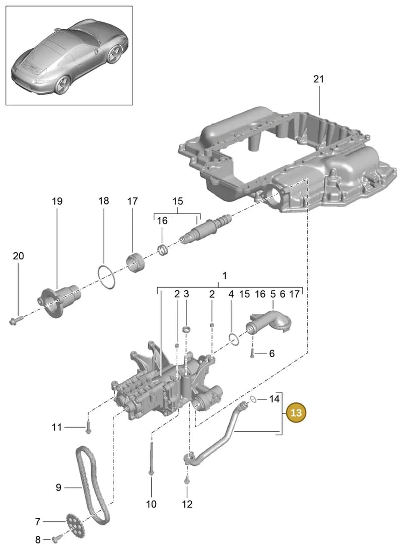 9A110702501 — Porsche 991 Carrera 4 (2011-2016) diagram p38104000, position 13