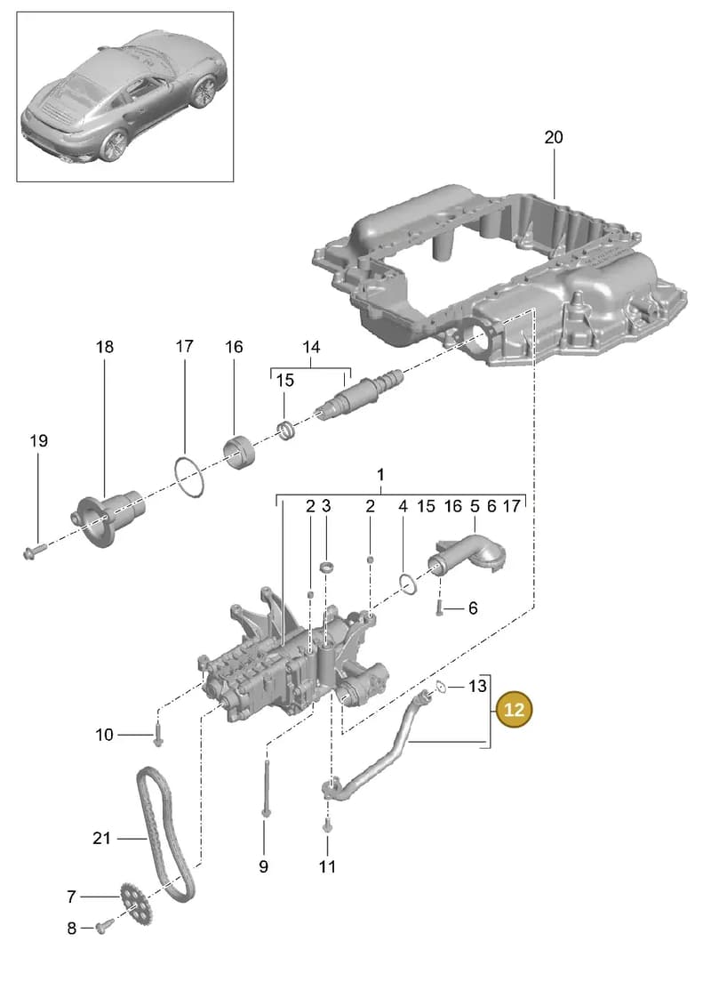 9A110702501 — Porsche 911 (2013-2020) diagram p42104000, position 12