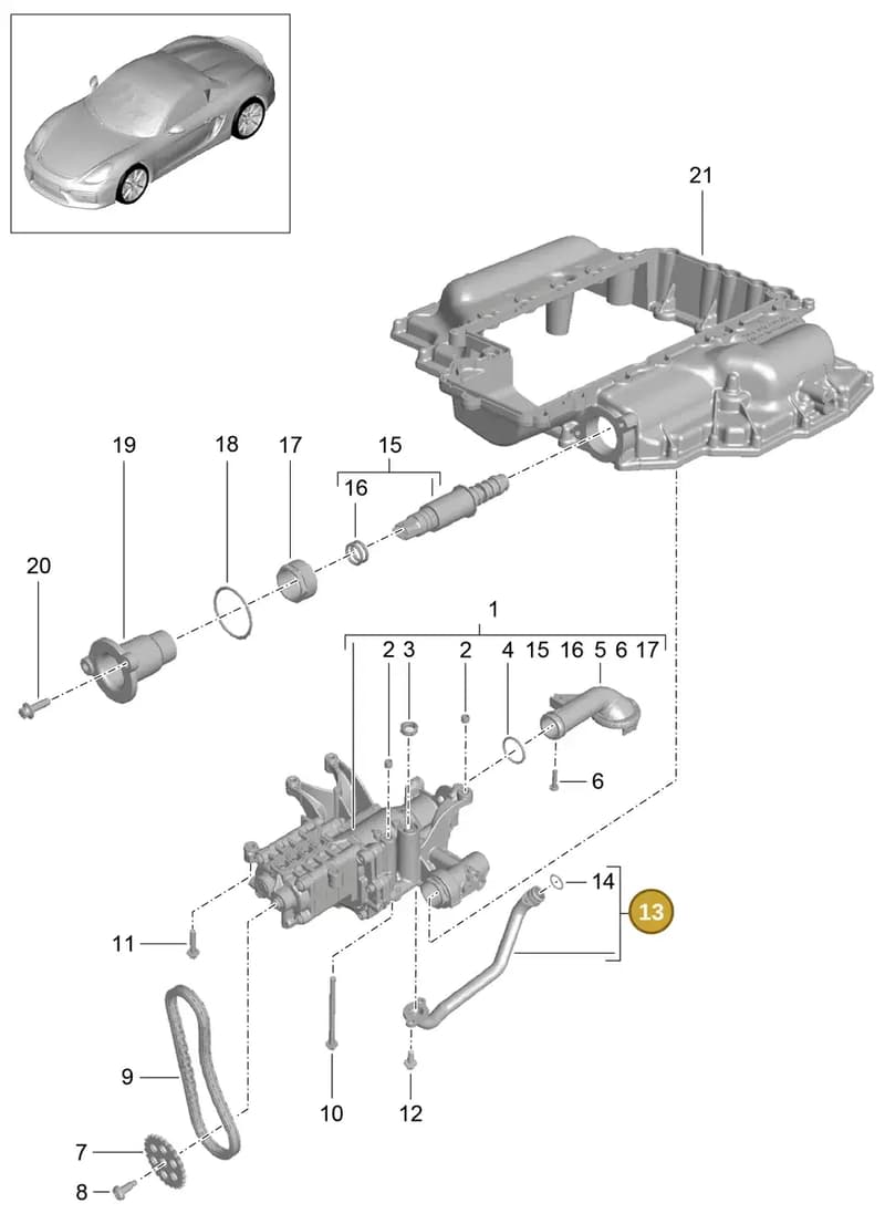 9A110702501 — Porsche Boxster Spyder (2015-2016) diagram p46104000, position 13