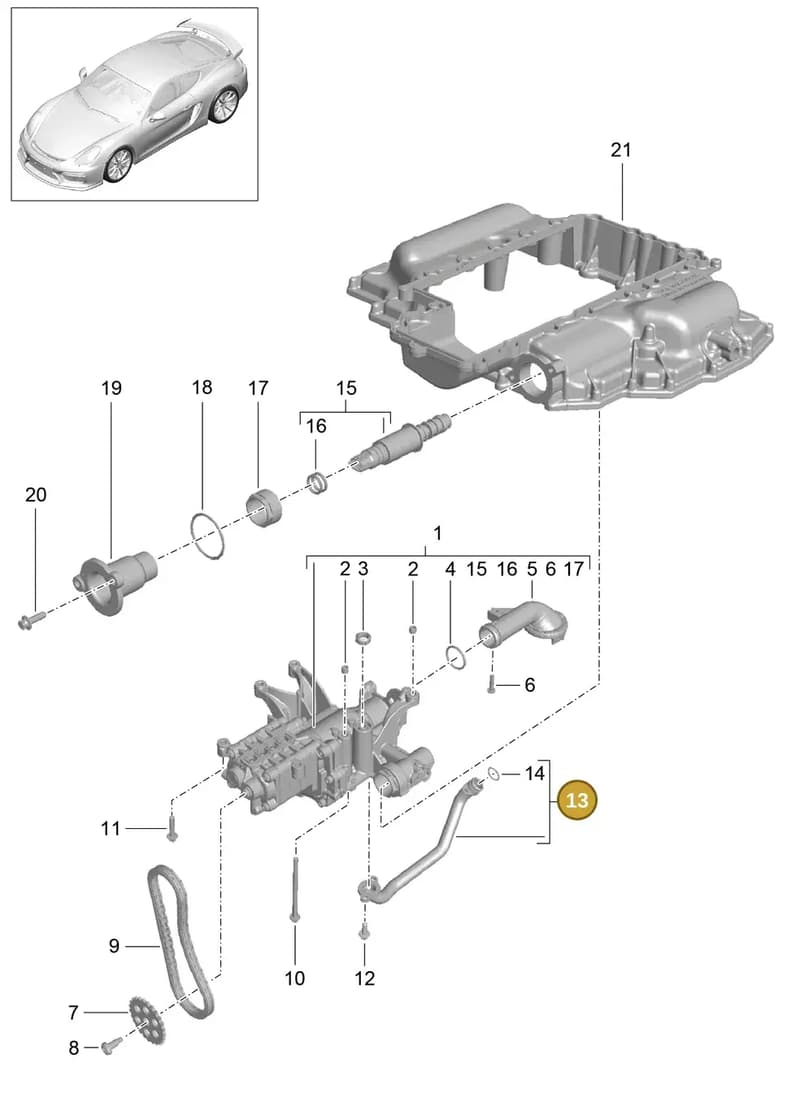 9A110702501 — Porsche Cayman GT4 (2015-2016) diagram p45104000, position 13