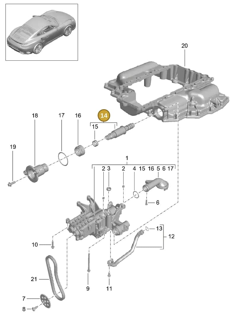 9A110703175 — Porsche 911 (2013-2020) diagram p42104000, position 14