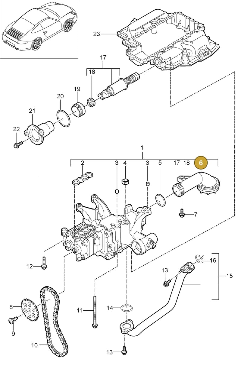 9A110707510 — Porsche 911 Carrera (2008-2012) diagram p32104000, position 6