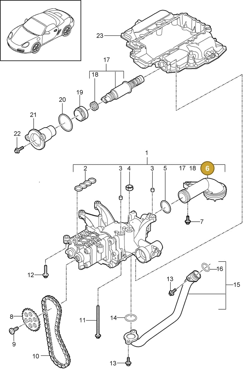 9A110707510 — Porsche Boxster S (2008-2012) diagram p33104000, position 6
