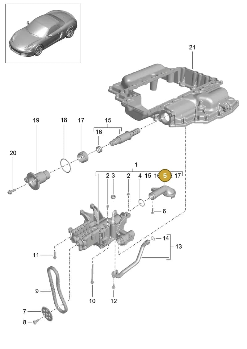 9A110707510 — Porsche Boxster (2012-2016) diagram p39104000, position 5