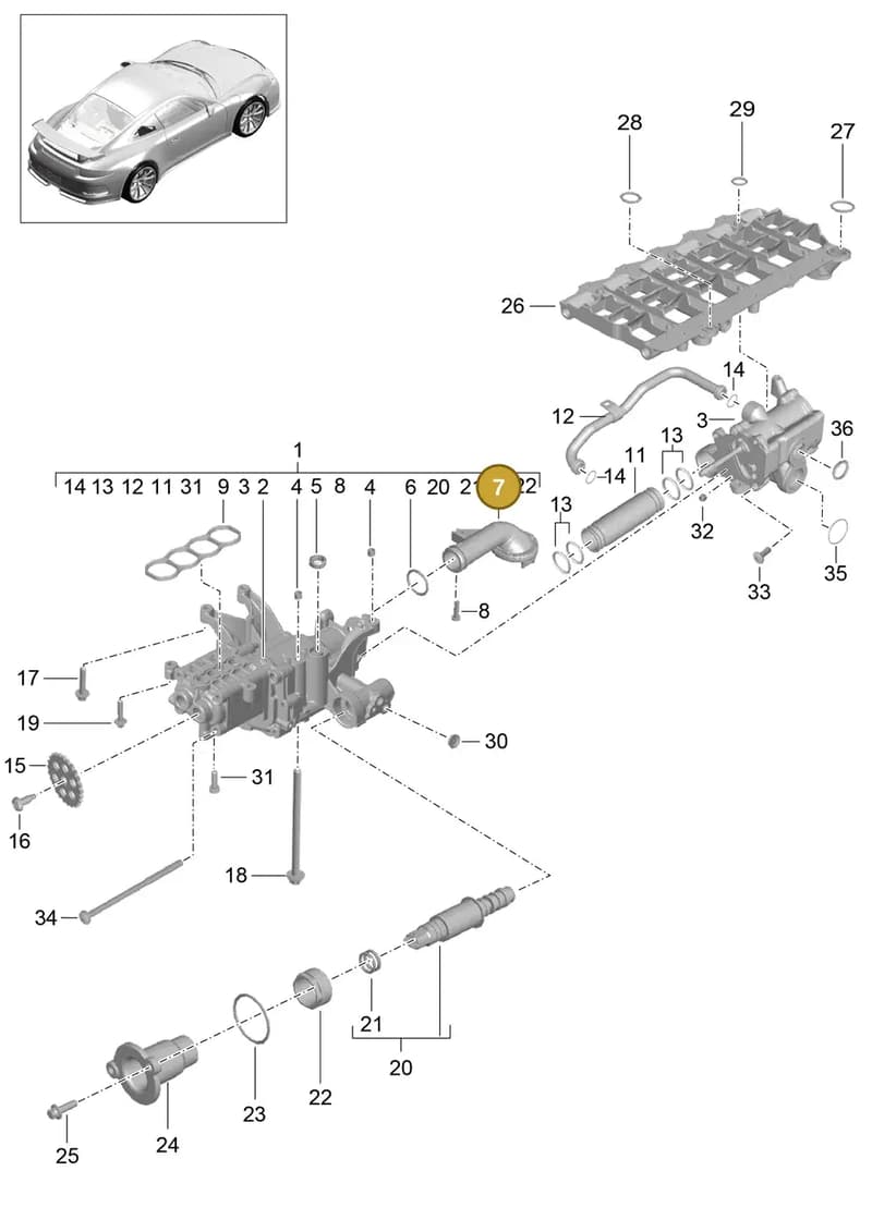 9A110707510 — Porsche 911 (2013-2020) diagram p41104000, position 7