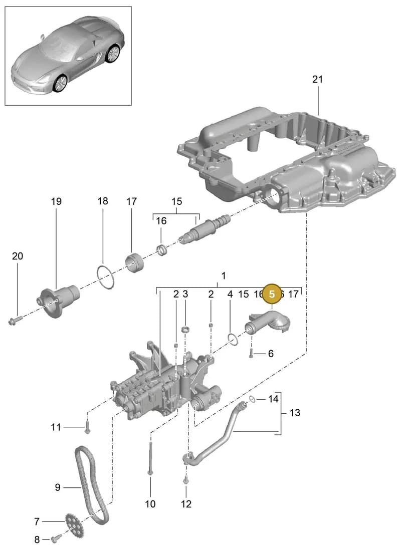 9A110707510 — Porsche Boxster Spyder (2015-2016) diagram p46104000, position 5