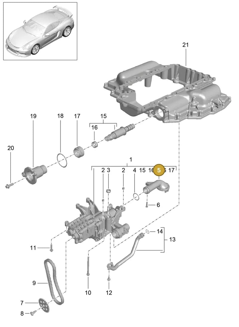 9A110707510 — Porsche Cayman GT4 (2015-2016) diagram p45104000, position 5