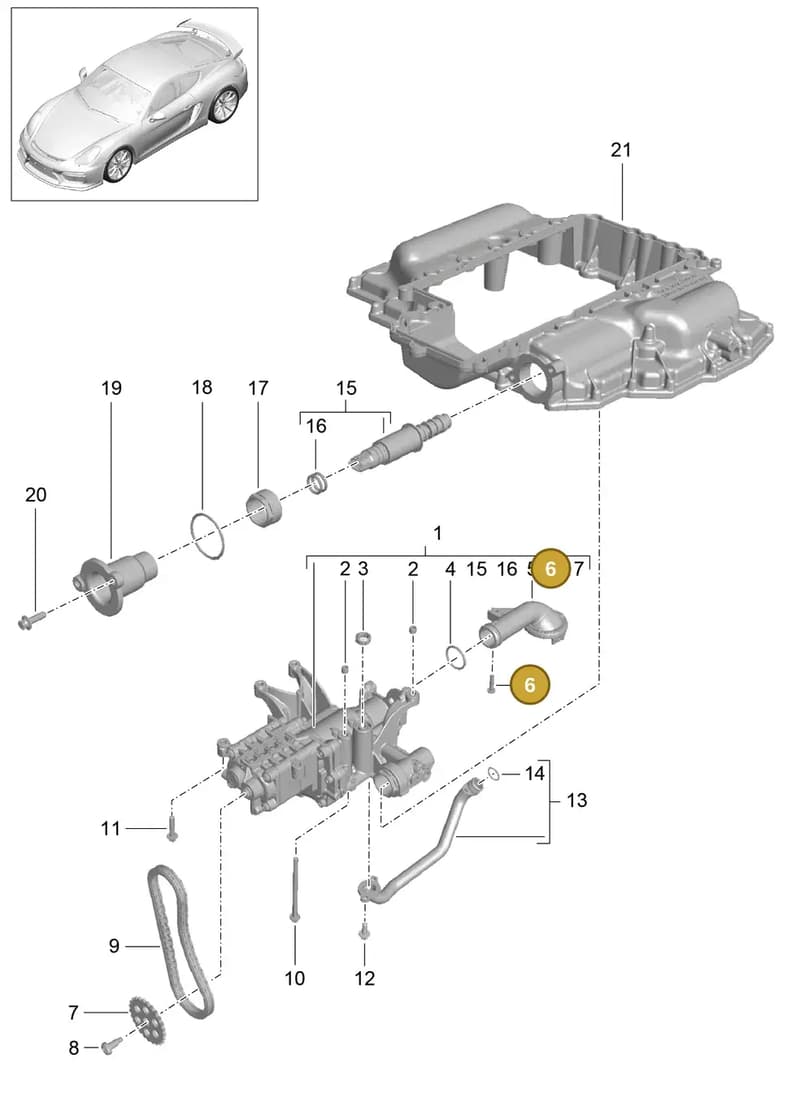 9A110724375 — Porsche Cayman GT4 (2015-2016) diagram p45104000, position 6