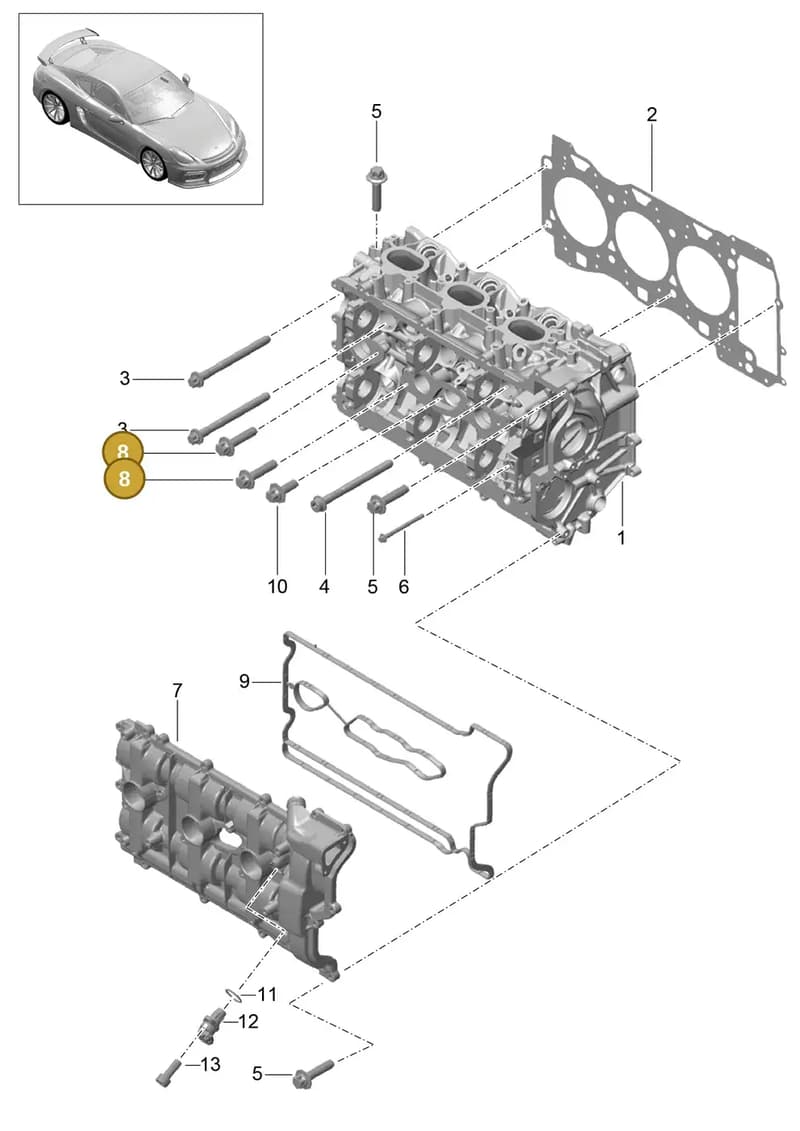 9A110731301 — Porsche Cayman GT4 (2015-2016) diagram p45103000, position 8