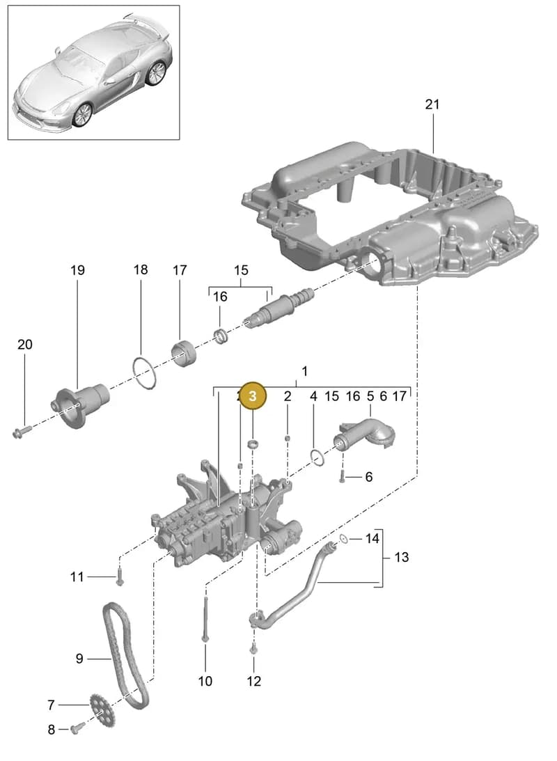 9A110731301 — Porsche Cayman GT4 (2015-2016) diagram p45104000, position 3