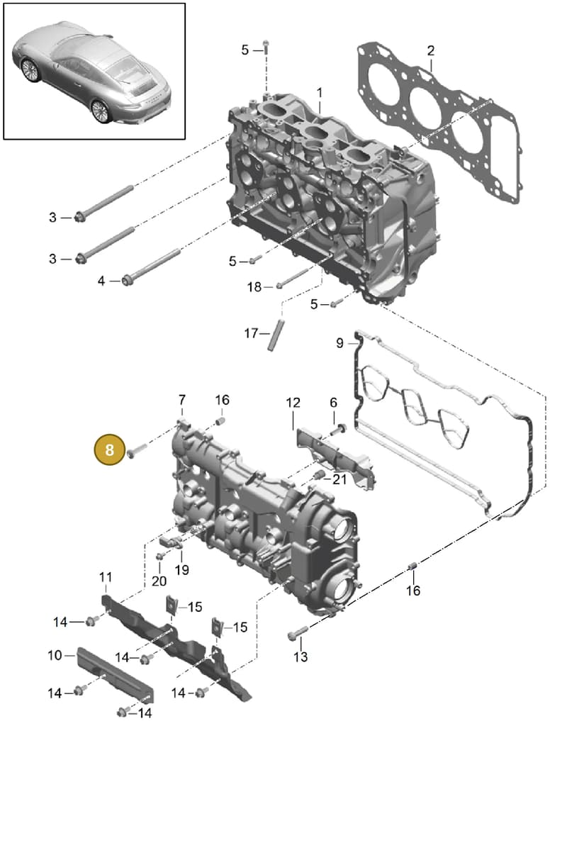 9A110731301 — Porsche 911 (2016-2019) diagram p47103000, position 8