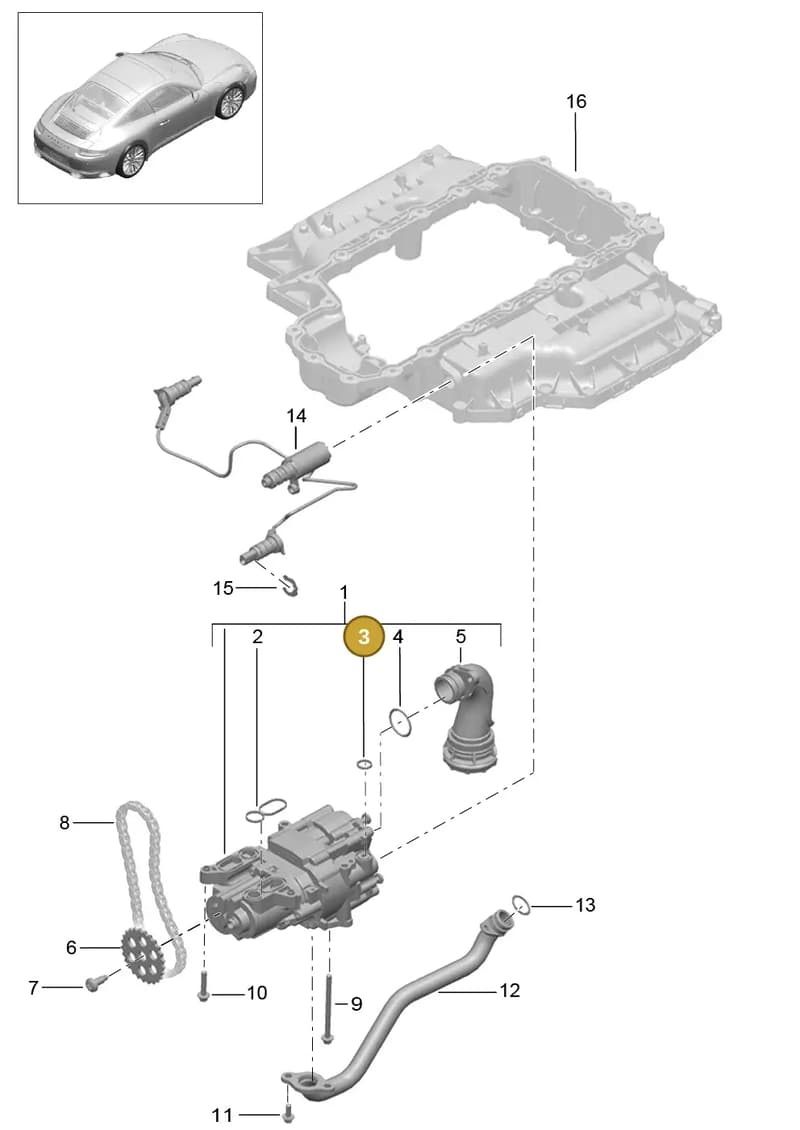 9A110731301 — Porsche 911 (2016-2019) diagram p47104000, position 3