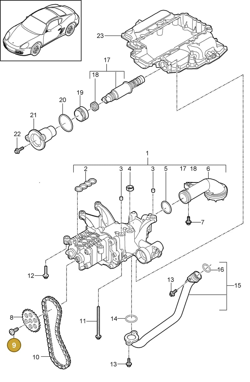 9A110738301 — Porsche Cayman (2008-2012) diagram p34104000, position 9
