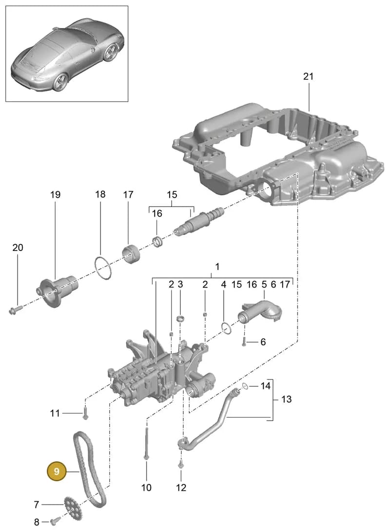 9A110738301 — Porsche 991 Carrera 4 (2011-2016) diagram p38104000, position 9