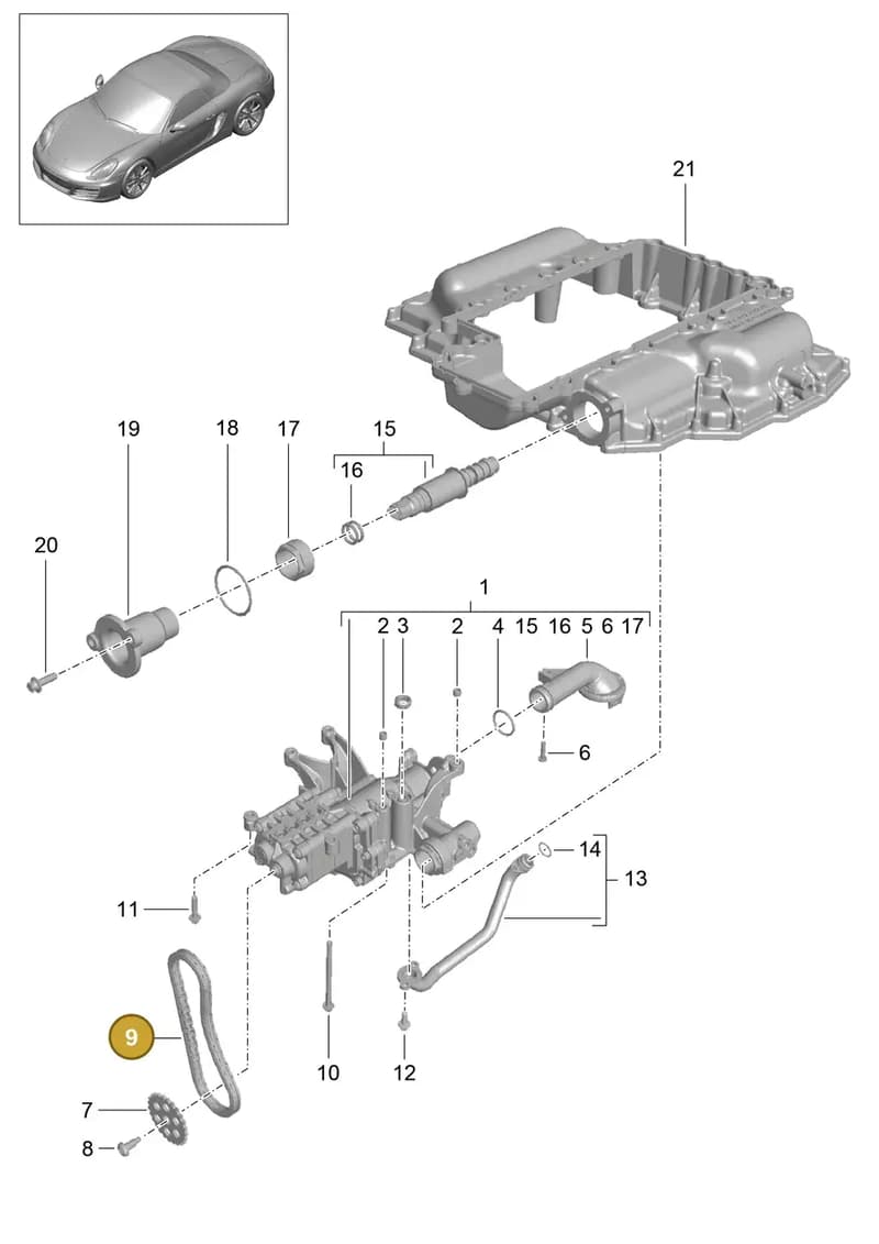 9A110738301 — Porsche Boxster (2012-2016) diagram p39104000, position 9